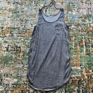 MAURICE’S Black Acid Wash Denim Pullover Dress, Size Medium